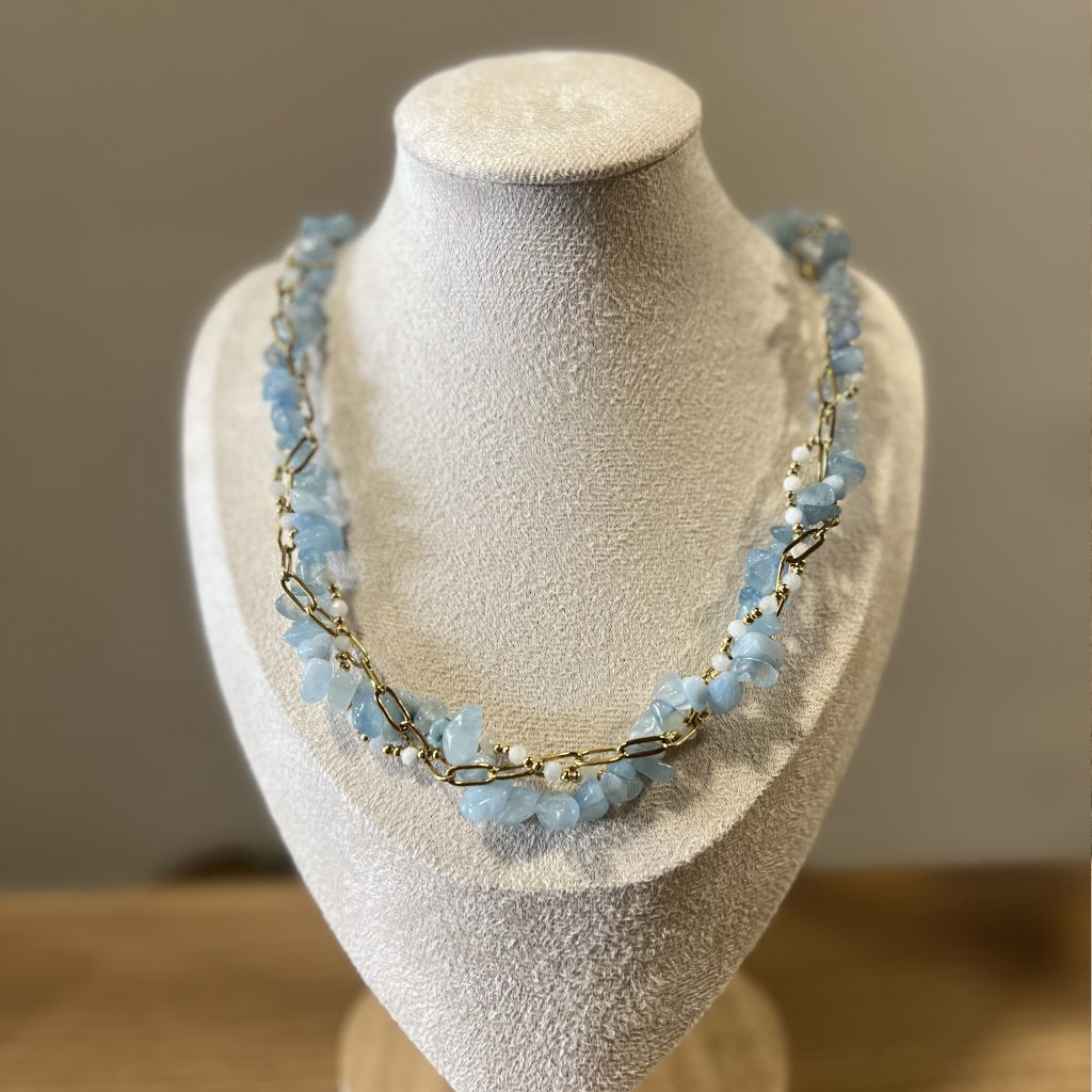 collier aigue-marine baroque artisanal