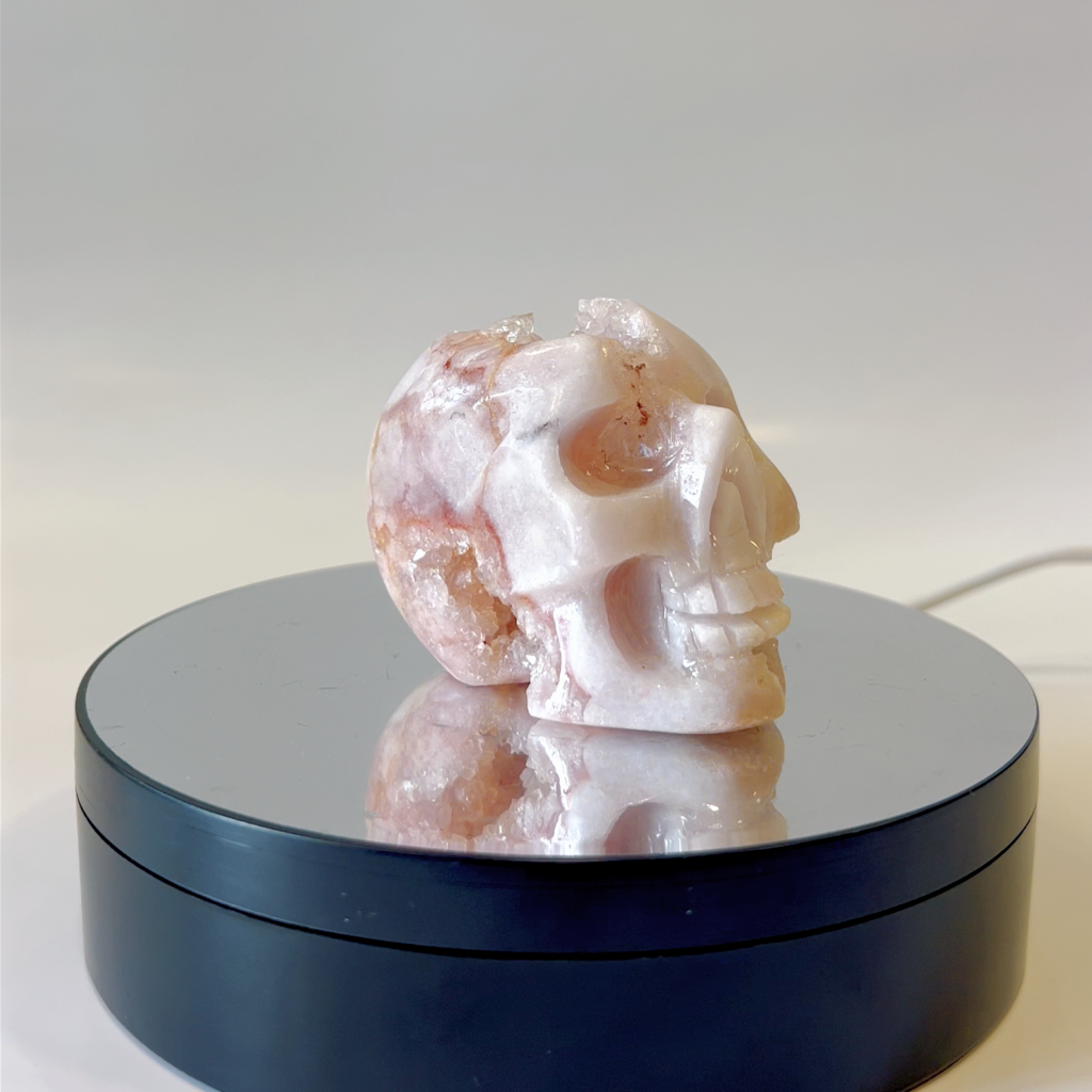 Achat crane quartz améthyste rose AAA Brésil 205g sculpture naturelle