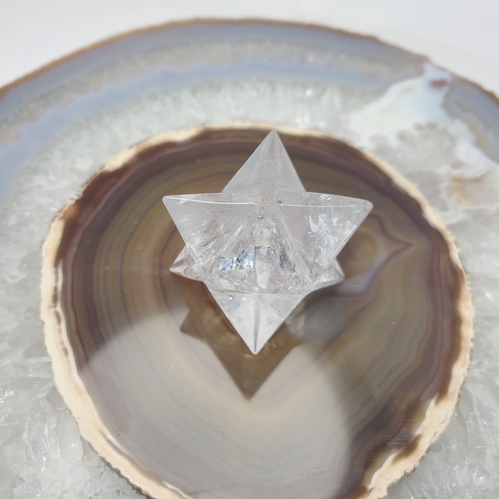Merkaba en cristal de roche AAA Brésil, 86 g,3x3cm