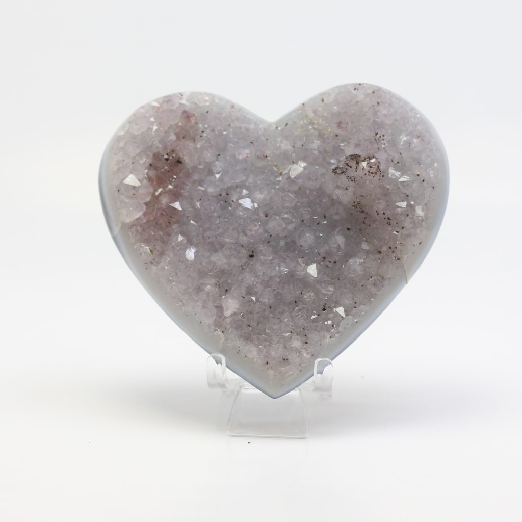 Cœur en agate naturel avec quartz du Brésil poli AA