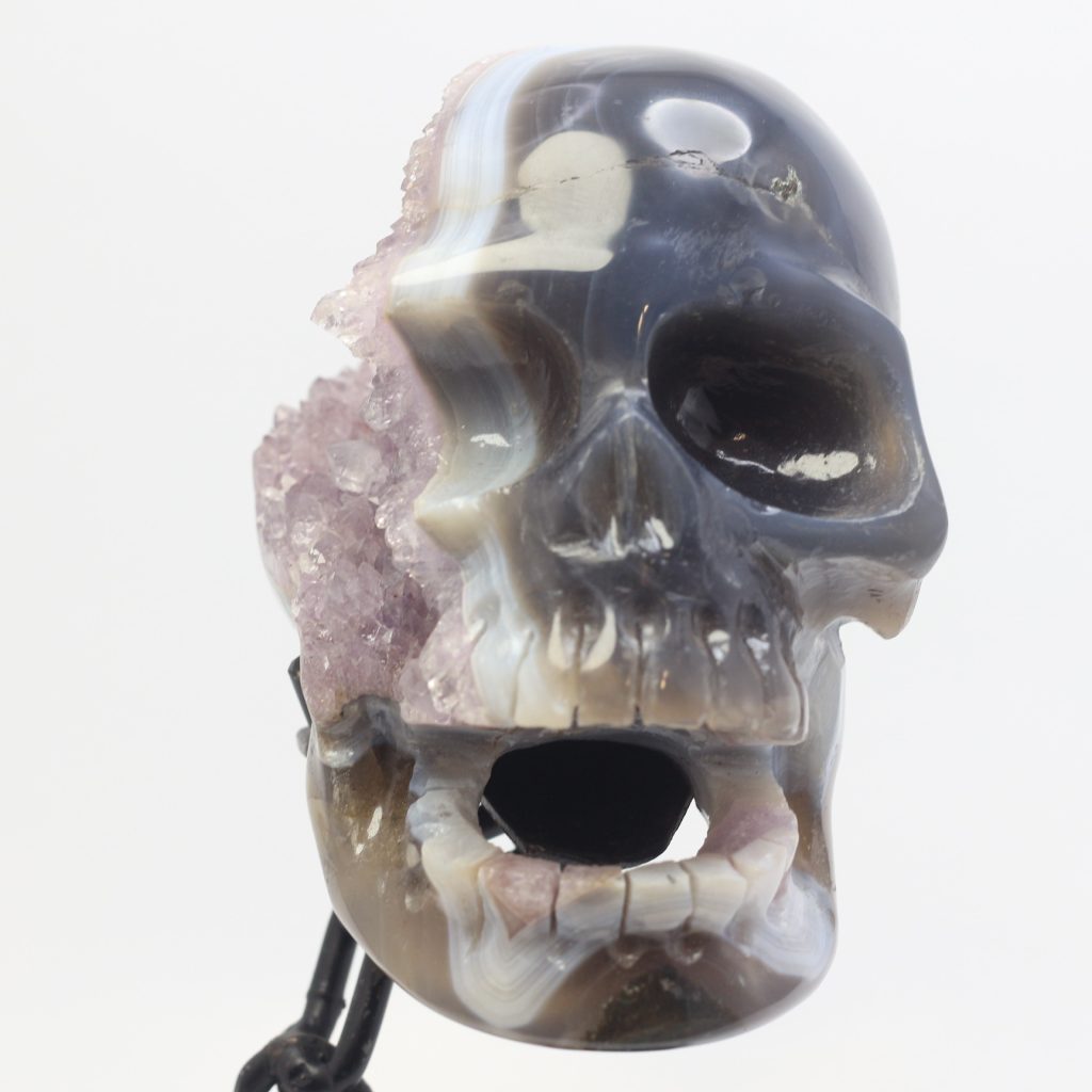 Sculpture de Crâne en Agate et Améthyste AAA