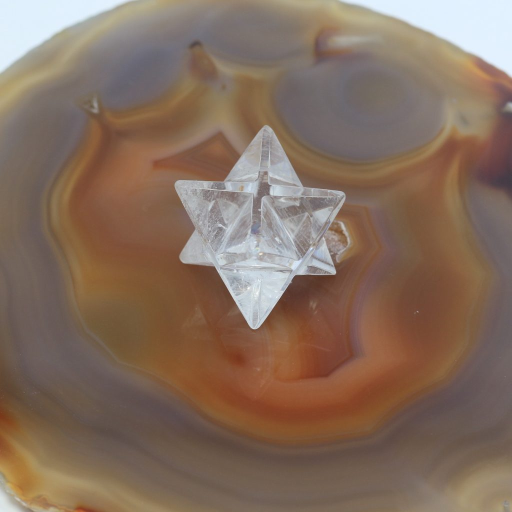 Merkaba cristal de roche AAA Brésil 46g sculpture géométrique naturelle