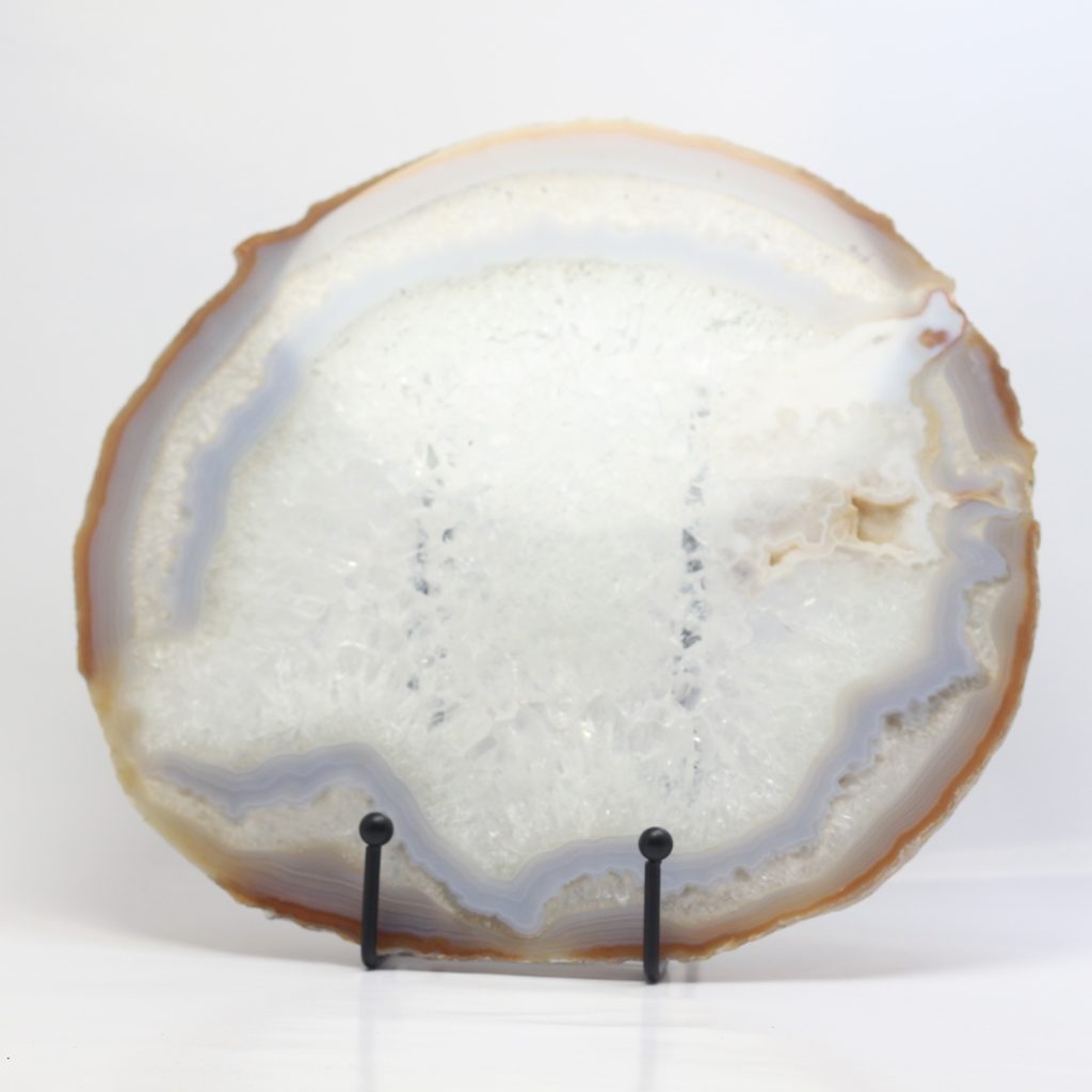 Tranche d’agate et quartz AAA du Brésil marron et blanc