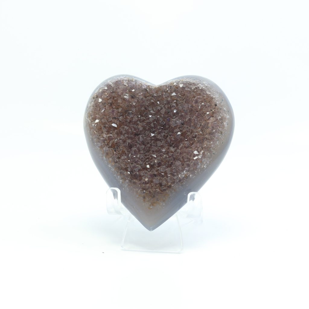 Cœur en agate naturel avec quartz du Brésil AA 197 g