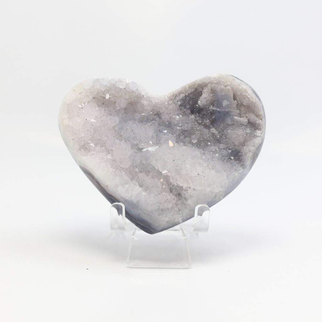 Cœur en agate naturel avec quartz du Brésil AA 265 g