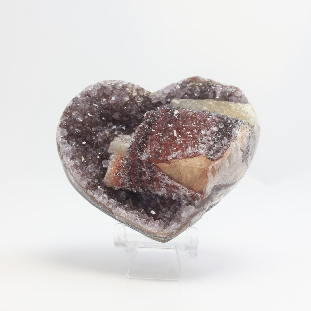 Cœur rare en améthyste, calcédoine et calcite - Boutique – Pierres et Minéraux Naturels