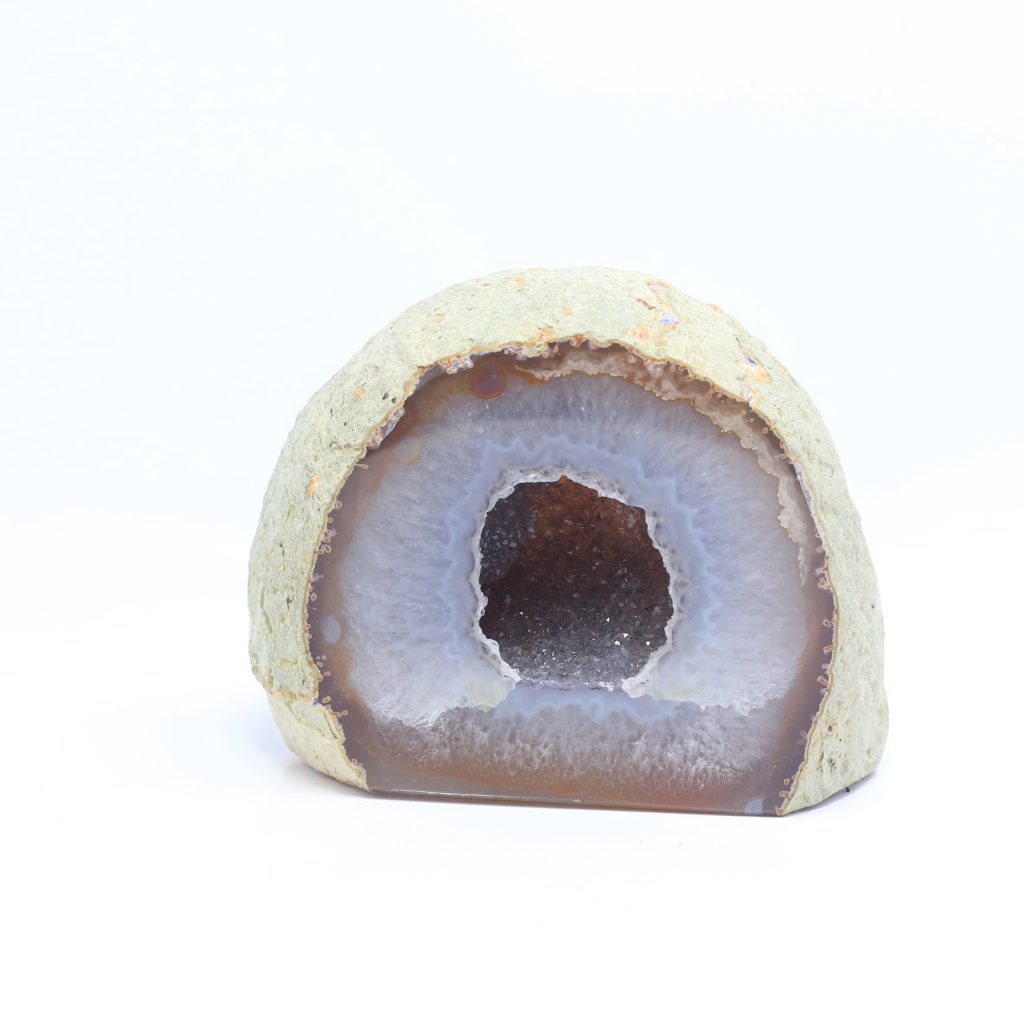 :Géode agate AA du Brésil 1002 g naturelle brute cavité cristalline marron