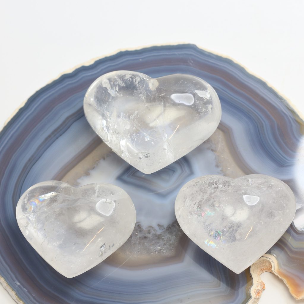 Cœurs en cristal de roche poli AA du Brésil différentes tailles